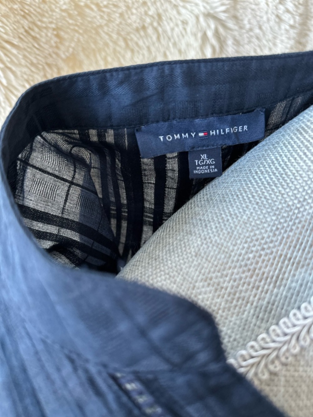 Tommy Hilfiger Dark Blue Slim Collar Button-Up Shirt